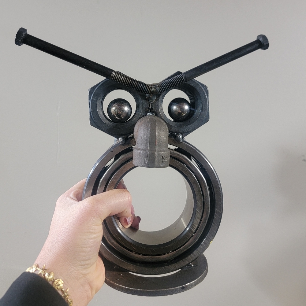 Industrial Metal Welded Owl Sculpture